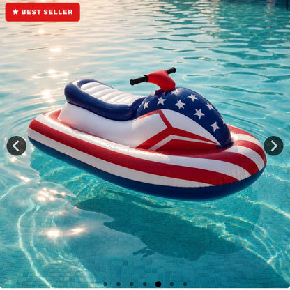 ZippiZoom inflatable jet ski float — USA flag